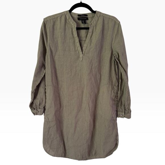 Tahari Dresses & Skirts - Tahari Sage Green 100% Linen Long Sleeve Dress Size Small